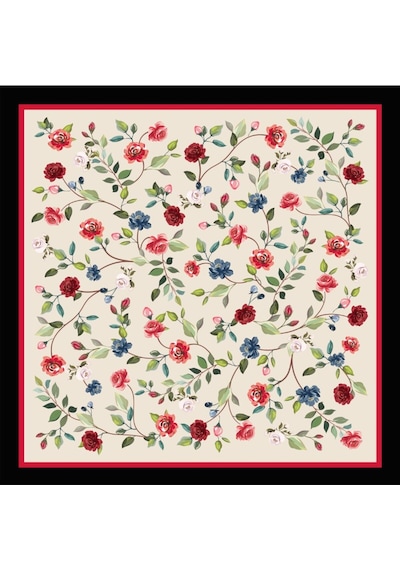 Tarzını Seç Siyah Gül Fular / Bandana / Aksesuar / Eşarp 90x90 Cm