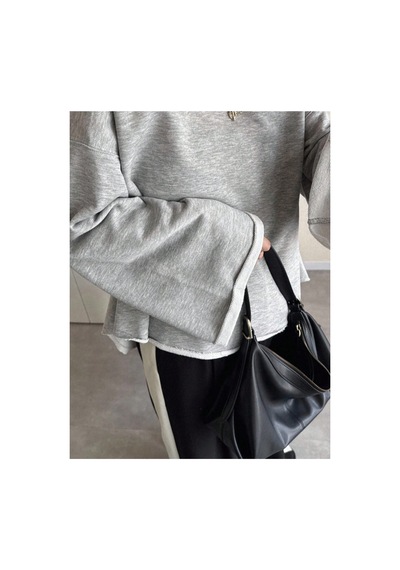 Cool Tarz Oversize Kesim Bisiklet Yaka Uzun Kollu Sweatshirt Gri Gri