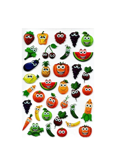 Sticker Kabartmalı A4 Boyutunda Stiker Defter, Planlayıcı Etiket, - Lim060 - Sebze Meyveler