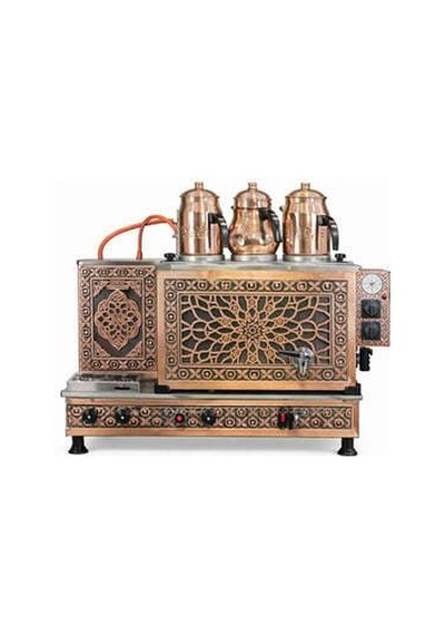 Tiryaki 3 Demlikli Bakır Çay Kazanı 35l Full Oto. Elektrik + Gaz Kahveci Ocaklı Endüstriyel Çay Ocağı - Dms9029914868132