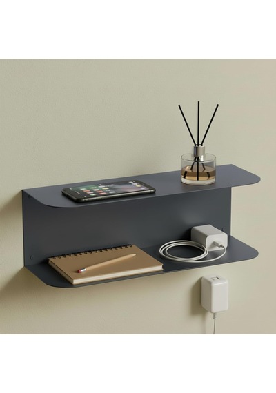 Metal Duvar Rafı Anahtarlık Telefonluk Antre Koridor Düzenleyici Dekoratif Raf 35x12x12 Cm Beyaz