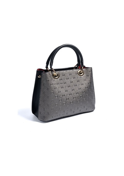 Silver Polo Sp1272 Kadın El Çantası Logolu Platin-siyah