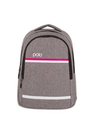 Temel My Polo Sırt Çantası Pembe Beyaz Çizgili Gri 8860 Gri