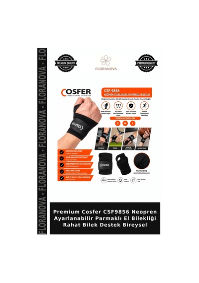 Premium Cosfer Csf9856 Neopren Ayarlanabilir Parmaklı El Bilekliği Rahat Bilek Destek Bireysel Çok Renkli