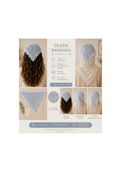 Örgü Bandana Çok Renkli - 921864170 Çok Renkli
