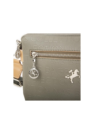 Nas Bag Kadın Çapraz Çanta Mini Cüzdanlı Ayarlanabilir Askılı Yeşil Camel Gofraj Yeşil