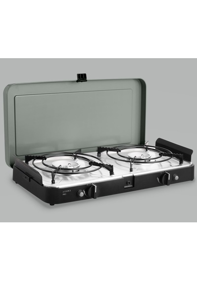 Cadac 2 Cook 3 Pro Kamp Ocağı - 2 Brülörlü, Piezo Ateşleme, Rüzgarlıklı, Dış Mekan Kullanımına Uygun Siyah