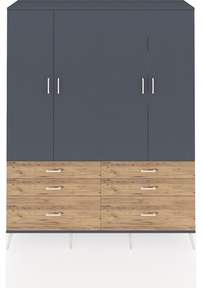 Hyperion Gardrop 8 Raflı 6 Çekmeceli 4 Kapaklı 176x44x221 Antrasit-antrasit/çam Antrasit/çam Hyperion Gardrop 8 Raflı 6 Çekmeceli 4 Kapaklı 176x44x221 Antrasit-antrasit/çam Antrasit/çam
