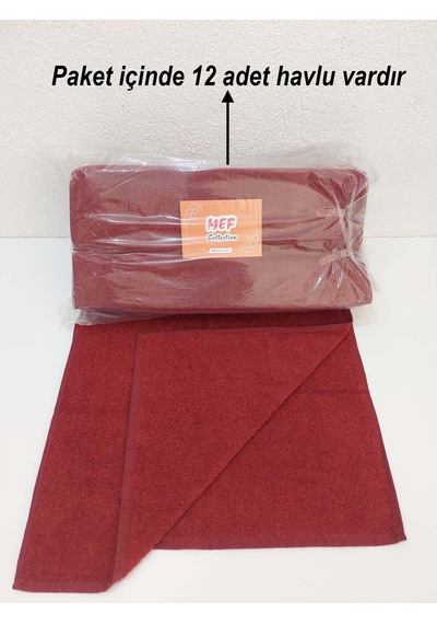 12'li Bordo Kuaför Berber Havlusu 50 x 90 CM Profesyonel Saç Kurutma Havlusu Ekonomik Set