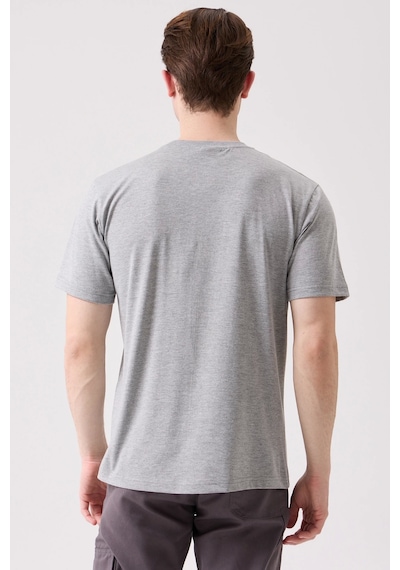 Herba Basic T-shirt - Pamuklu, Nefes Alabilir, Klasik Ve Rahat Kesim Gri Melanj