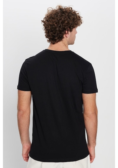 Tudors Erkek Slim Fit Dar Kesim %100 Pamuk Yumuşak Dokulu Siyah V Yaka Tişört-32120 SIYAH Siyah