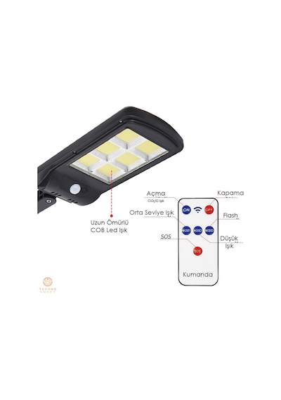 Technosmart Solar Güneş Enerjili Bahçe Aydınlatması Sokak Lambası