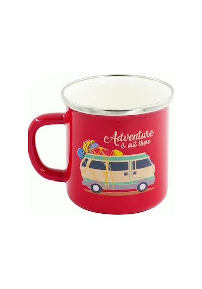 Retro Emaye Kupa Bardak Adventure 330 cc (Kırmızı) Kırmızı