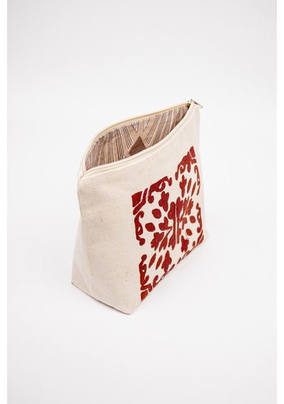 Fabric Craft Bag Kanvas Plaj Çantası Büyük Boy Astarlı Desenli Omuz Çantası Küçük Çantalı 50x35 Krem