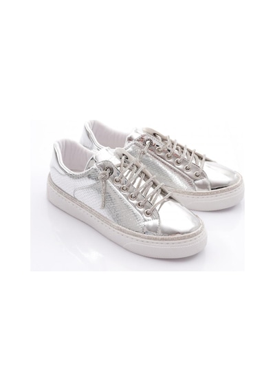 Dgn 2475 Kadin Taş İp Bağcikli Sneaker Ayakkabi 2475-1571-R3091 Gümüş