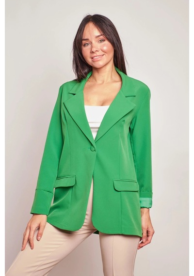 Yakalı Kolu Katlamalı Cep Kapaklı Salaş Boyfriend Oversize Hafif Likralı Kumaş Blazer Ceket-yeşil Yeşil Yakalı Kolu Katlamalı Cep Kapaklı Salaş Boyfriend Oversize Hafif Likralı Kumaş Blazer Ceket-yeşil Yeşil