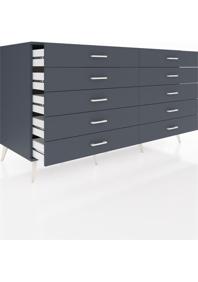Kronos Konsol 10 Çekmeceli 176x59x99 Antrasit-antrasit Antrasit-antrasit