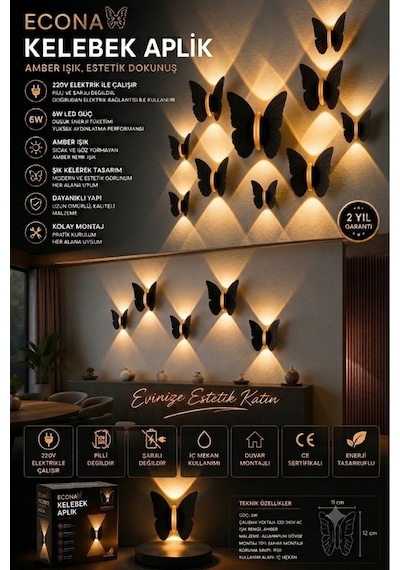 Modern Led,kelebek Aplik - Modern Duvar Lambası Dekoratif Led Aydınlatma Modern Duvar Aplik,şık Duvar Aydınlatması Sarı
