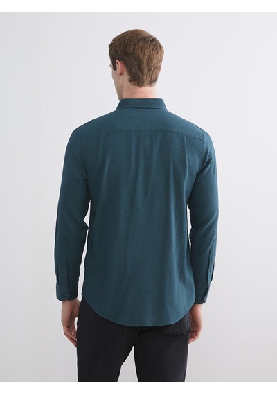 Lcwaıkıkı Classic Yeşil Regular Fit Uzun Kollu Gabardin Erkek Gömlek
