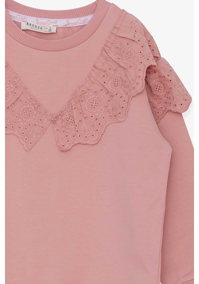 Breeze Kız Çocuk Sweatshirt Güpürlü 4-8 Yaş, Pudra