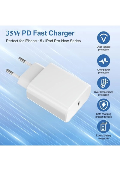 Wangxi 35w Hızlı Şarj Cihazı 1m Type C Şarj Kablolu Usb Type C Portlu Apple Uyumlu iPhone 16 15 İpad İçin