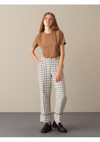 Xint Camel Regular Fit Bisiklet Yaka Pamuklu Modal Crop 602268