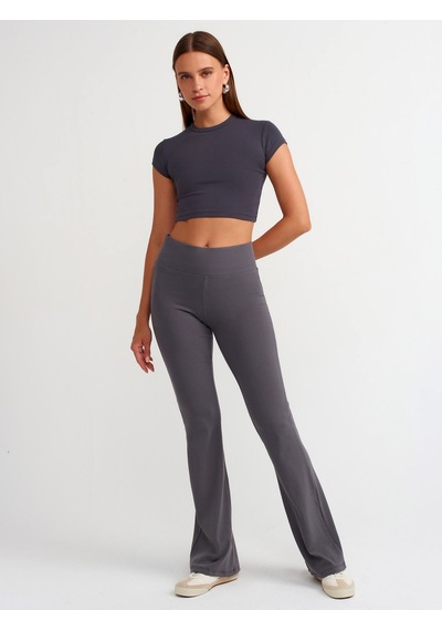 Dilvin Vücuda Oturan Crop Top Antrasit