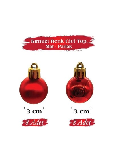 3 Cm Kırmızı Mat Parlak Yılbaşı Top Süs 16 Parça Mini Dekoratif Ağaç Ve Parti Süsleme Seti Diğer