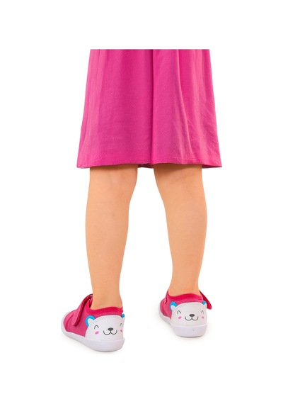 Kiko Kids Catly Cırtlı Kız Bebek İlk Adım Panduf Ayakkabı Fuşya