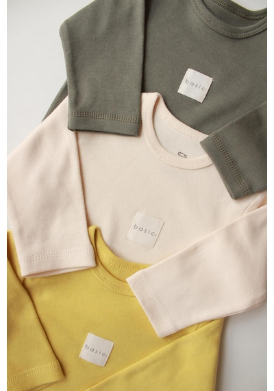 Oh La La Koala 3lü Basic Uzun Kollu Çıt Çıtlı Body Zıbın Model 8 Çok Renkli