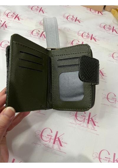 Gk Gamzelirenklerim Luxury Fashıon&accessorıes Yılan Derisi Mıknatıslı Lüx Cüzdan Suni Deri Haki