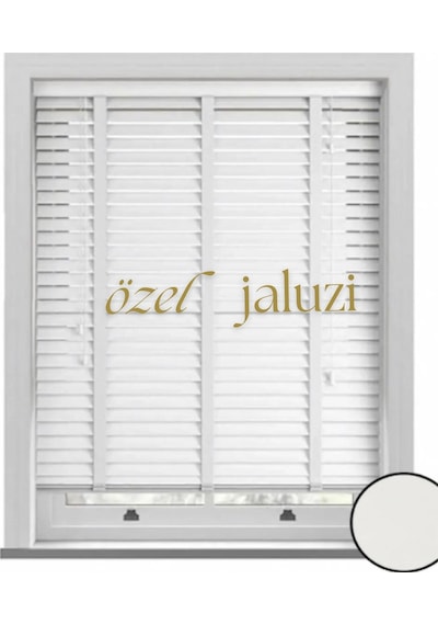 Beyaz 50 Mm Ahşap Görünümlü Jaluzi Beyaz