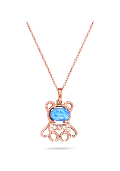 Brezza Lusso Jewelry Opal Taşlı Ayıcık Gümüş Minik Kolye Zarif Model (448544067) 42 CM
