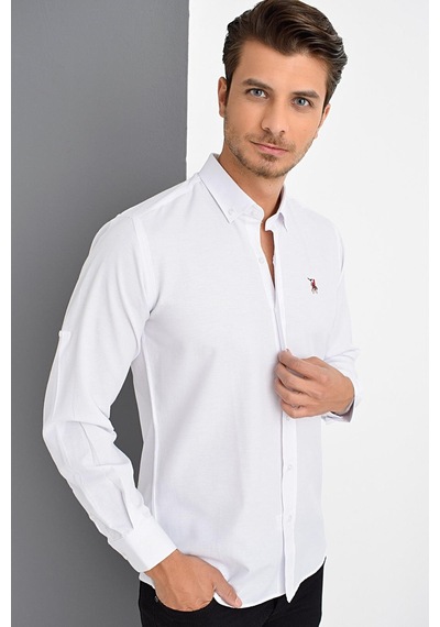 G974 Dewberry Erkek Gömlek-beyaz Beyaz
