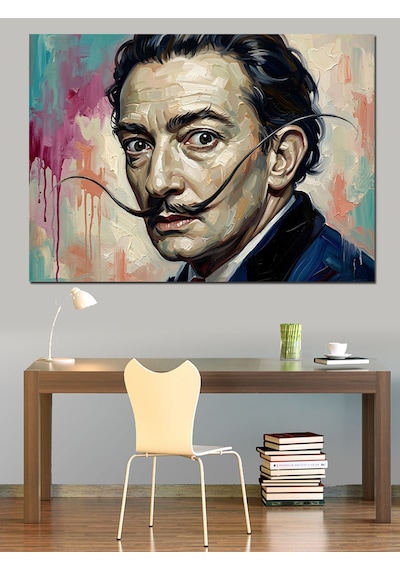 Ressam Salvador Dali Modern Portresi Dekoratif Kanvas - Mdf Ahşap Tablo