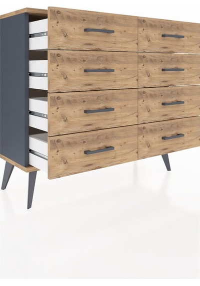 Arges Şifonyer 8 Çekmeceli 88x30x80 Antrasit-çam Çam Arges Şifonyer 8 Çekmeceli 88x30x80 Antrasit-çam Çam