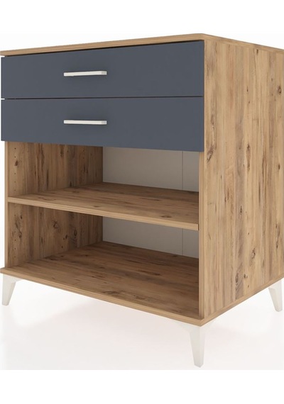 Kronos Şifonyer Tek Raflı 2 Çekmeceli 88x59x96 Çam-antrasit Çam