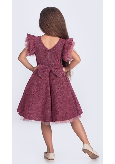 Mnk Baby & Kids Simli Şanzelize Kız Çocuk Abiye Elbise M00669 Gülkurusu