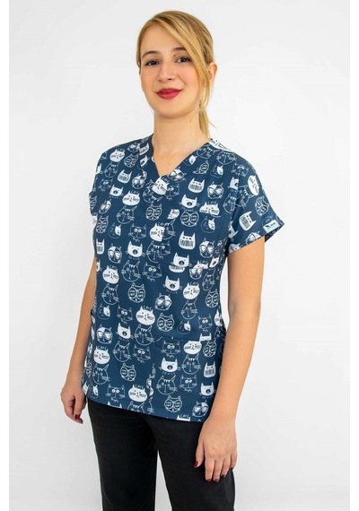 Unisex Lacivert Kedili Doktor Hemşire Hastane Üst Forma Greys Lacivert Beyaz Lacivert Beyaz
