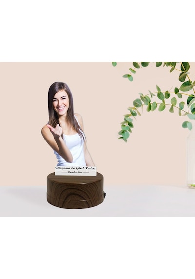 Kişiye Özel Kadınlar Günü Fotoğraflı Dekoratif 3D Biblo Led Işıkl Çok Renkli