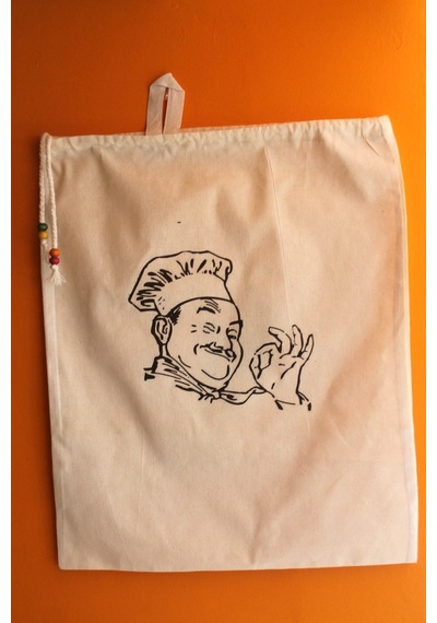 Büyük Boy Chef Baskılı Askılı Bakliyat & Ekmek Torbası 50x40cm