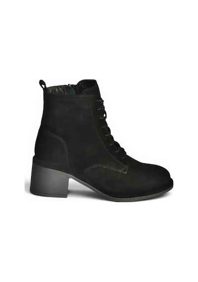 Fox Shoes Z555670602 Siyah Hakiki Deri Süet Kalın Topuklu Kadın Bot