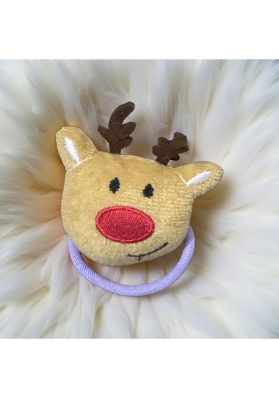 Yılbaşı Temalı Peluş Lastik Toka Seti Noel Baba, Geyik, Çam Ağacı Figürlü 5'li -213 Beyaz