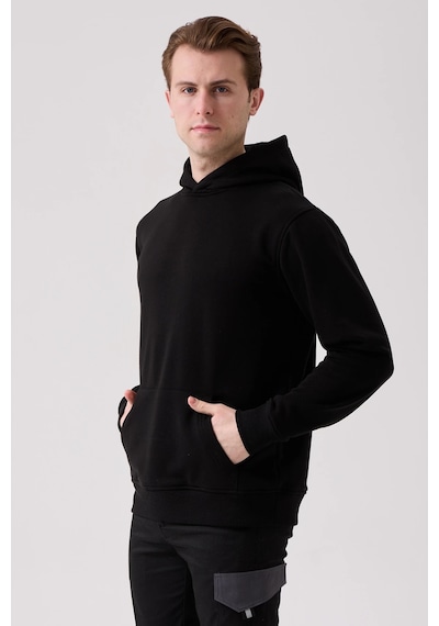 Sanfords Kordonsuz Hoodıe Erkek Kapüşonlu Sweatshirt SiYAH