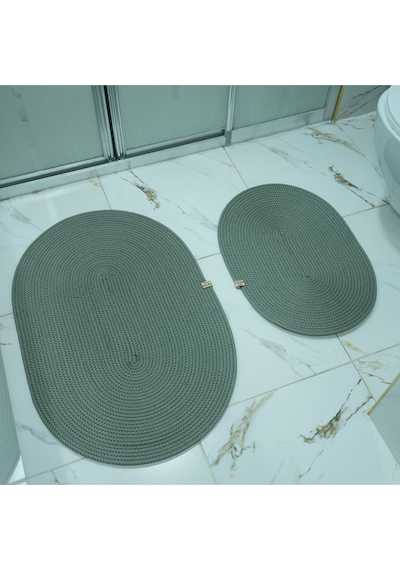 Zengin Supla 2'li Banyo Paspas Set Su Yeşili