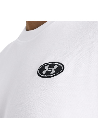 Under Armour Heavyweight Left Chest Patch Erkek Beyaz Yuvarlak Yaka Tişört Beyaz