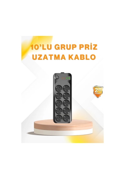Mey İthalat 10 Lu Çoklu Priz Termal Korumalı Usb Type-c Çıkışlı 2500w Uzatma Kablosu 0 - 2 M