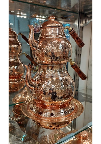 Bakır Çaydanlık & Bakır Demlik El Dövmesi Dövme Desenli Bakır Çay