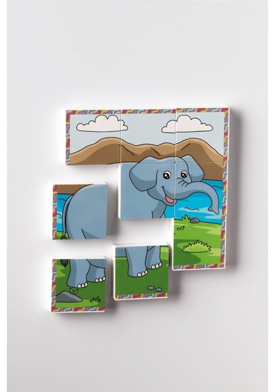 Küpss Manyetik Blok Çift Taraflı 9 Parçalı Mıknatıslı Puzzle 2 Görsel Zürafa-fil Yapboz Diğer