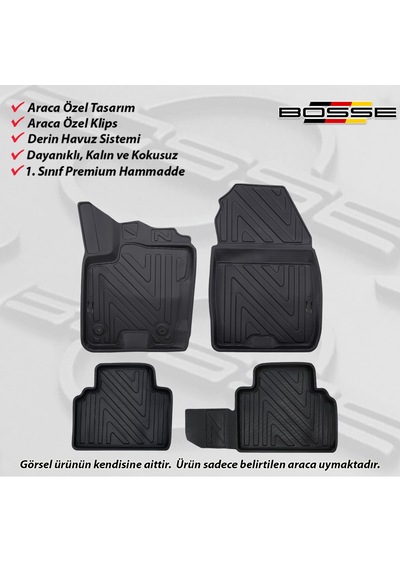 Ford Courier Paspas Araca Özel 2014 2023 BOSSE 3D Havuzlu Oto Paspas Paspas